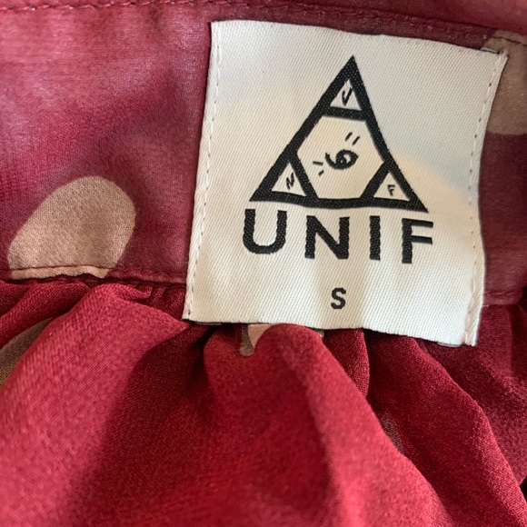 UNIF Burgundy Polka Dot Sheer Top - Picture 8 of 9